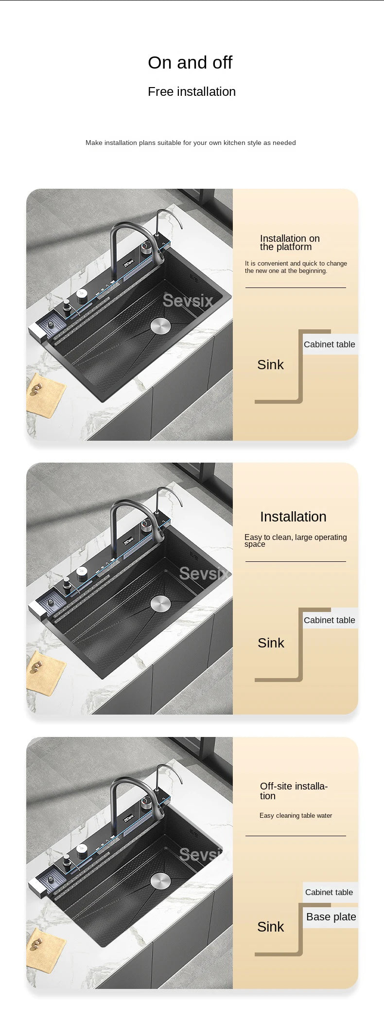 304 Stainless Steel Waterfall Kitchen Sink Large Single Slot Integrated Digital Display Faucet Set Soap Dispenser Cup Washer - Daisan Mart