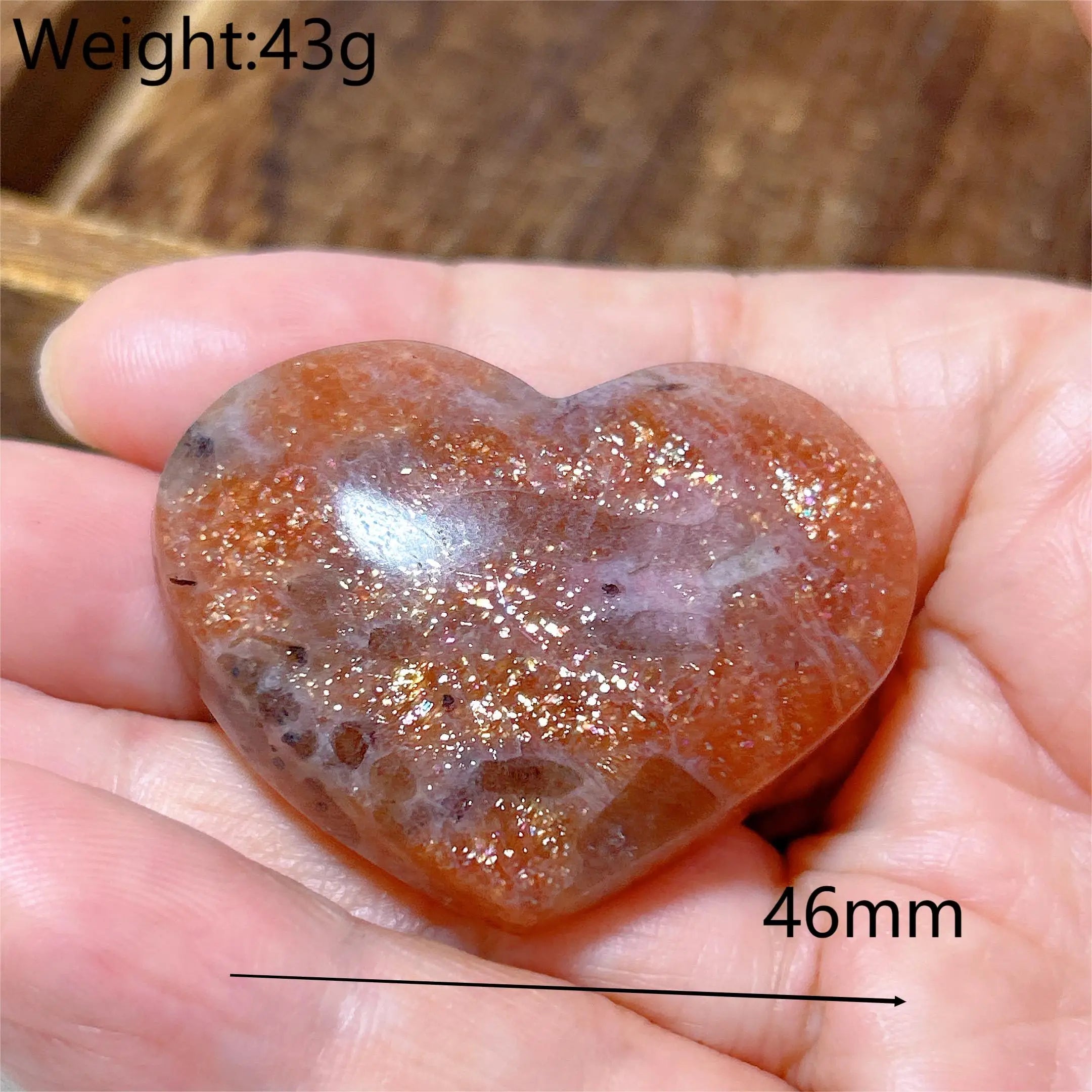 Natural Sunstone Heart Shaped Healing Decoration