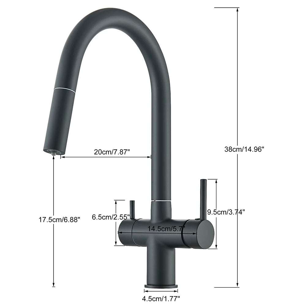 2-Mode Swivel Gold Brass Water Filter Kitchen Faucet