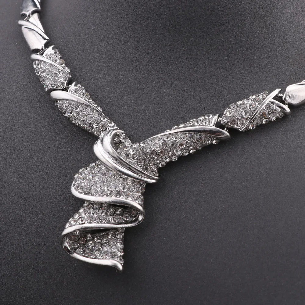 Luxury Dubai Silver Wedding Jewelry Set for Women