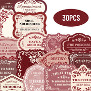 30pcs Rose Red English Label Pattern Stickers for Notebooks, Water Bottles, Suitcases and Mobile Phones, Party Stickers