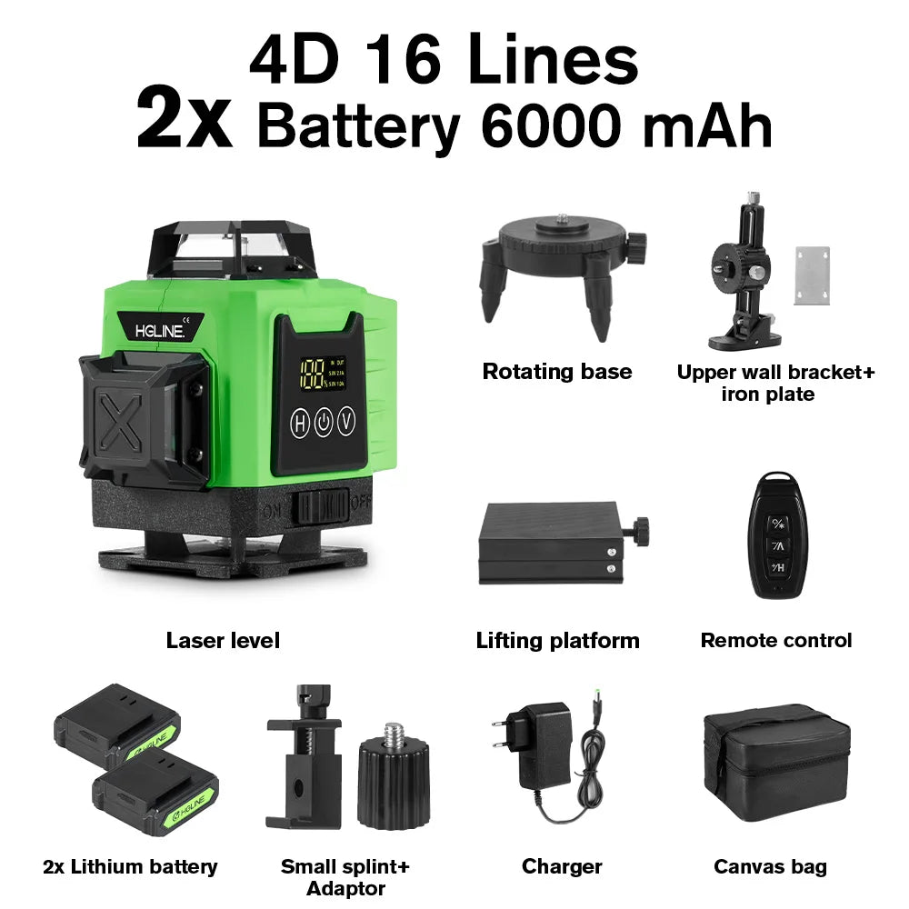 Máy Cân Mực Laser 16 Tia 4D HGLINE Siêu Pin - Daisan Mart