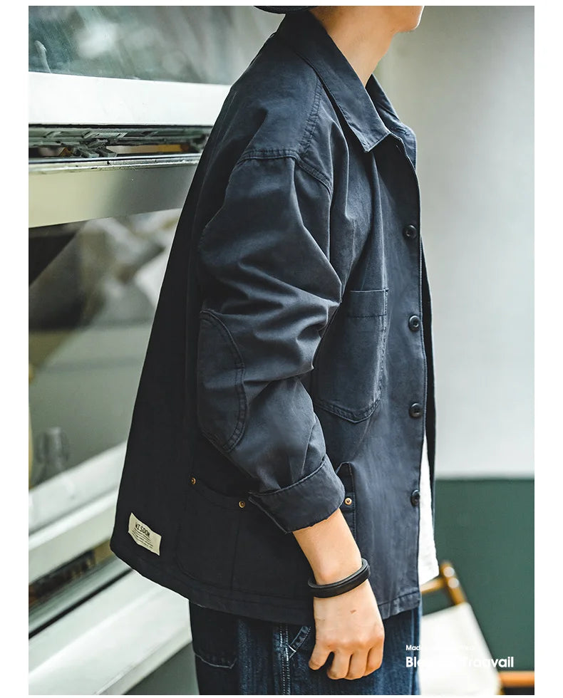 Maden Navy Men's Jacket Multi-Pocket Comfortable Spring Autumn