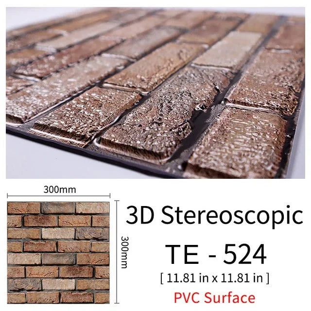 15PCS Wall Sticker Waterproof PVC imitation brick Wallpapers for TV walls living room bedroom kitchen kids rooms painted surface