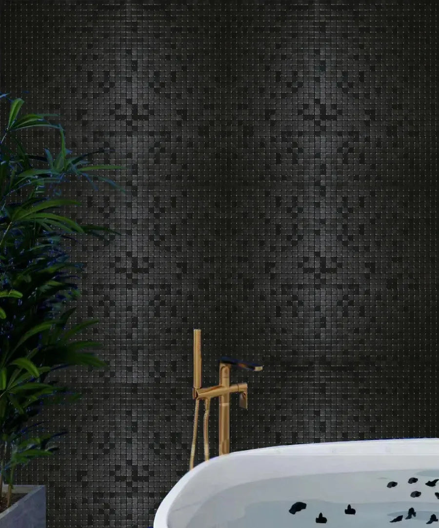 3d Metal Mosaic Wall Panel Kitchen Backsplash Tiles Peel and Stick SoundProof Wallpaper Background Wall Stickers for Bathroom