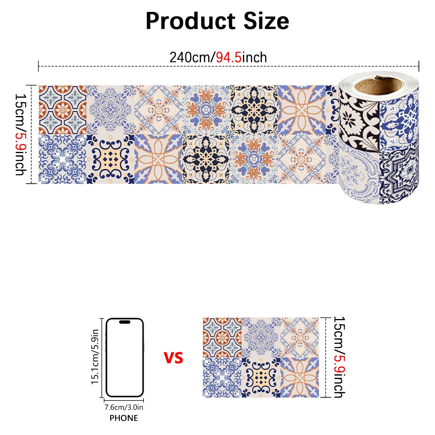 Bohemian Style Ceramic Tile Wall Sticker Bathroom Kitchen BackSplash Bathroom Waterproof Peel &amp; Stick Home Decor Art Wall Decals