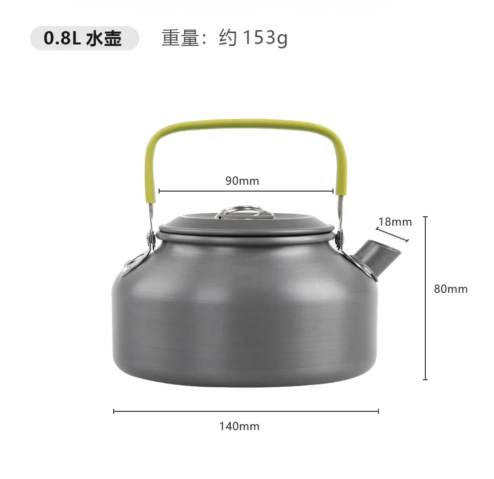 Convenient 800ml/1.2L Alloy Camping Kettle