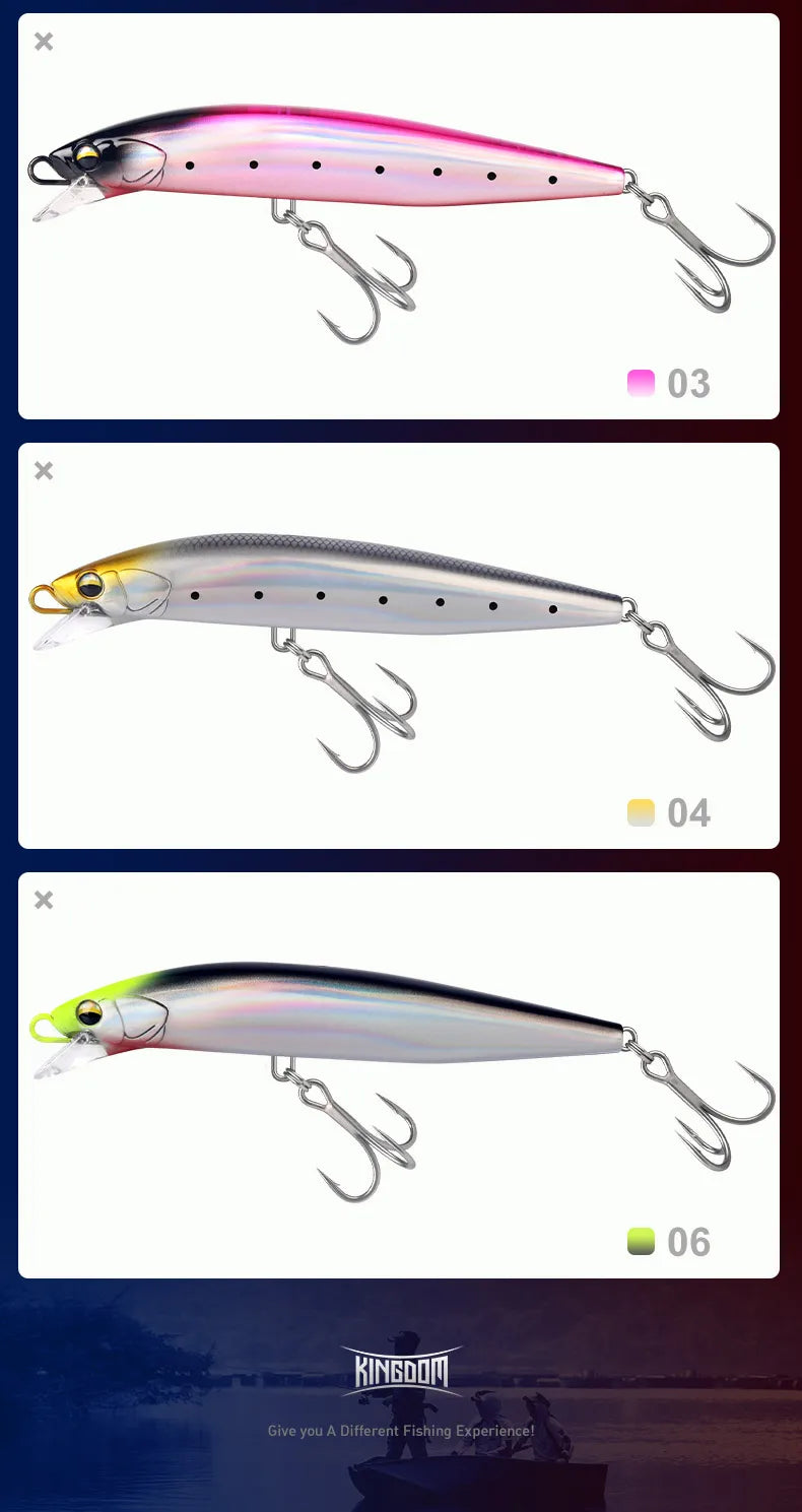 Kingdom Heavy Minnow Lure 140mm 38g Sinking Rolling Wobblers Artifical Hard Bait For Saltwater Seabass Pike Fishing Tackle