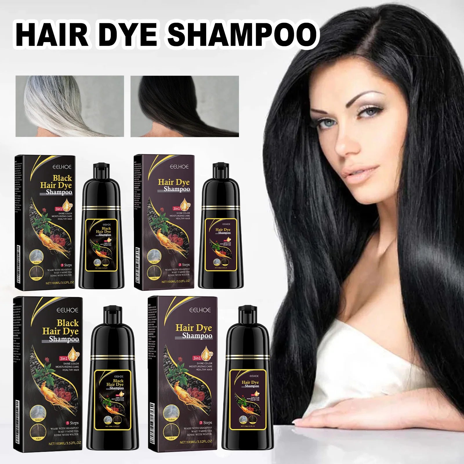 3-in-1 Herbal Black Hair Dye 100ml