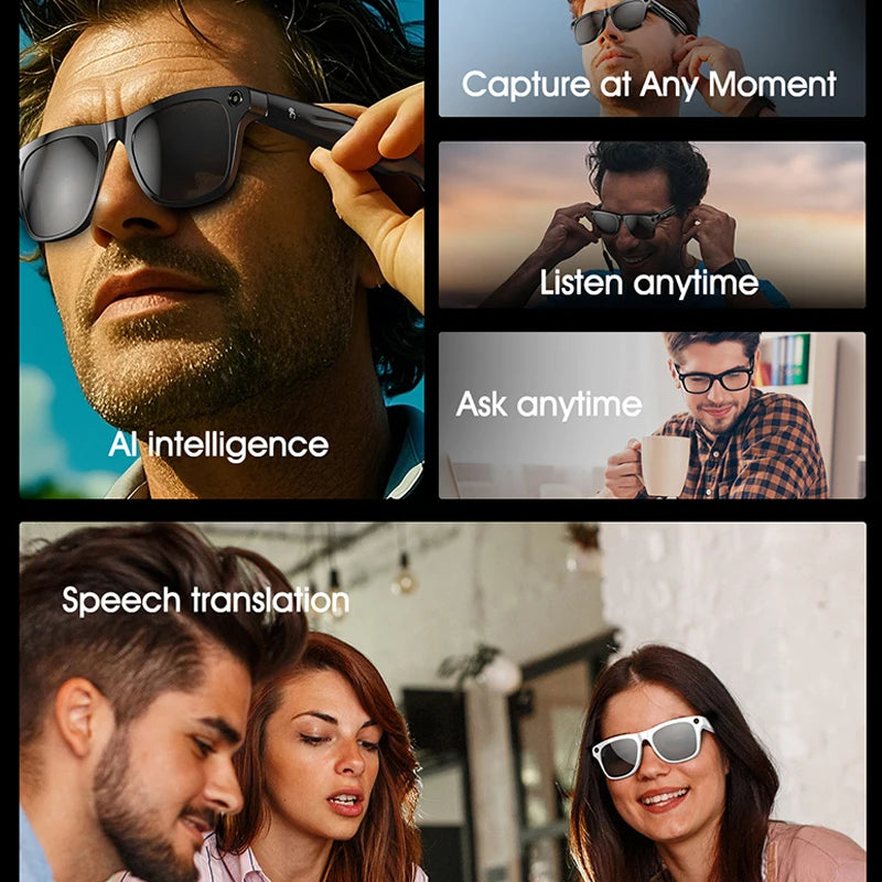 LIGE AI Smart Glasses: Bluetooth Calling, Camera, Music
