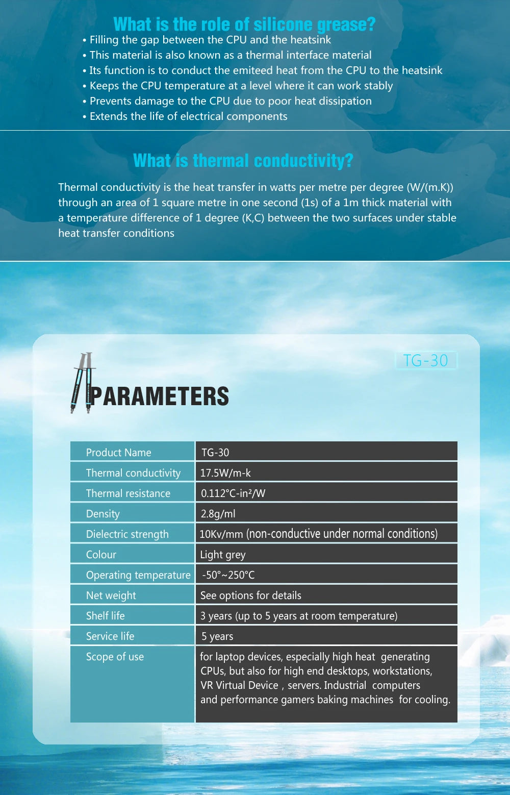 TG-30 20g Thermal grease processor Thermal Compound Thermal paste CPU GPU Cooler Cooling Fan fluid Conductive Heatsink Plaster