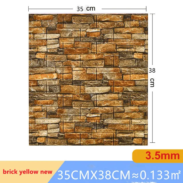 20pcs 35m*38.5cm 3DWall Sticker Solid Color Faux Brick Bedroom Home Decor Waterproof Self Adhesive DIY Living Room Wallpaper