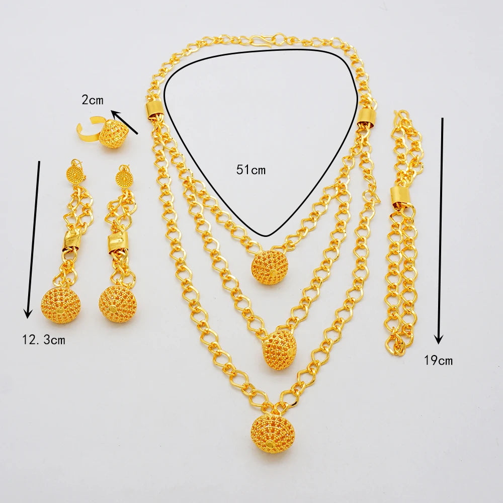 Luxurious Dubai Gold Jewelry Set - For Women