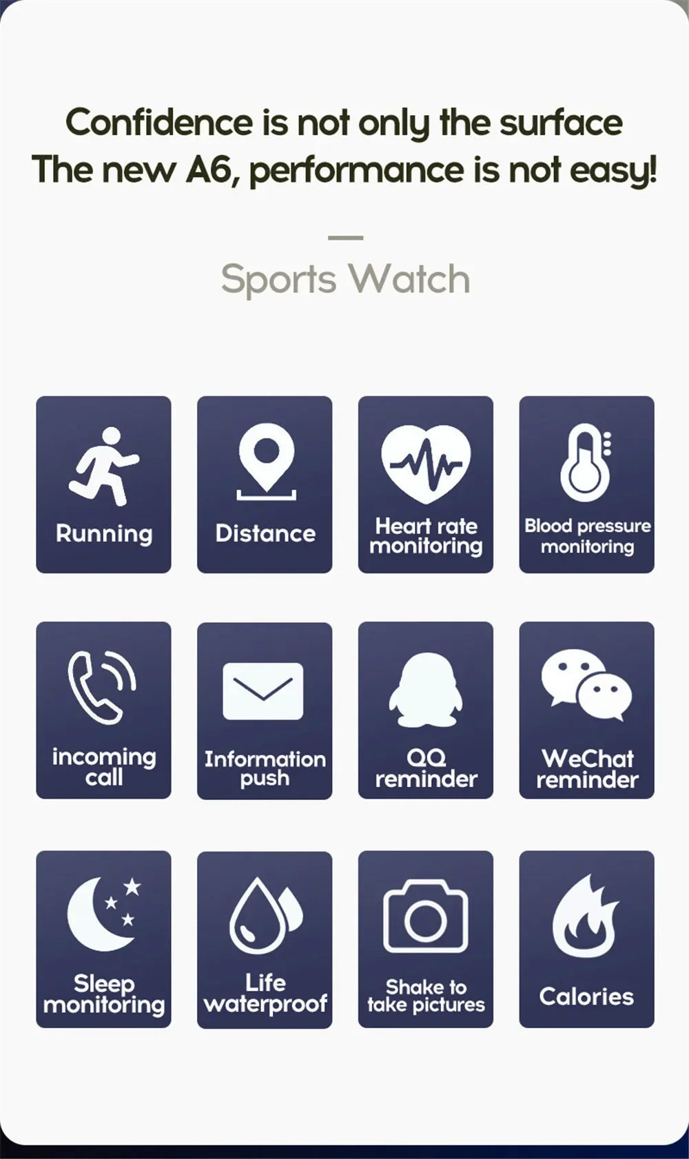 D13 Multi-function Smart Watch - Reminder &amp; Sports