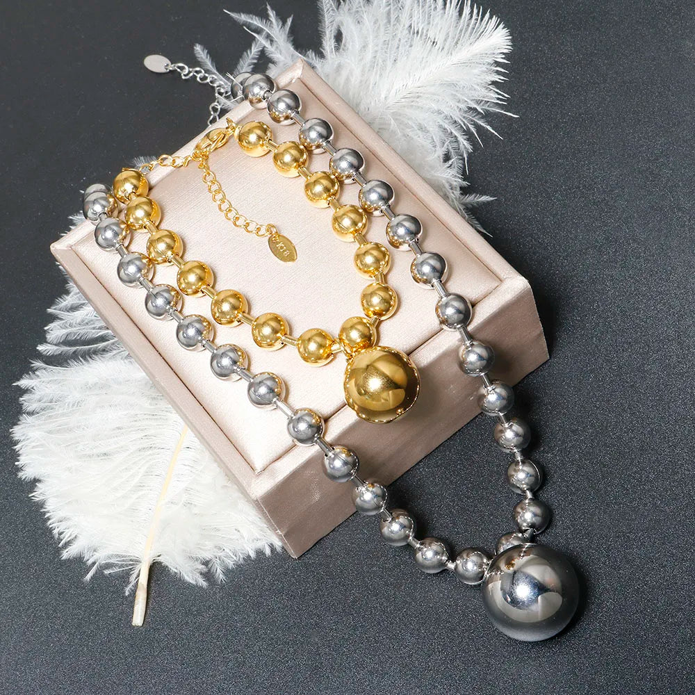 Punk Style Hollow Metal Bracelet Necklace Set