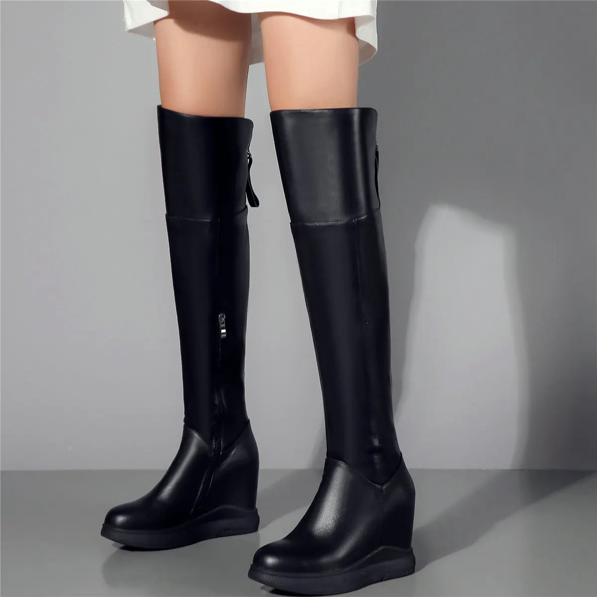 Genuine Leather High-Top Women's Shoes Large Size 44-46 Stylish