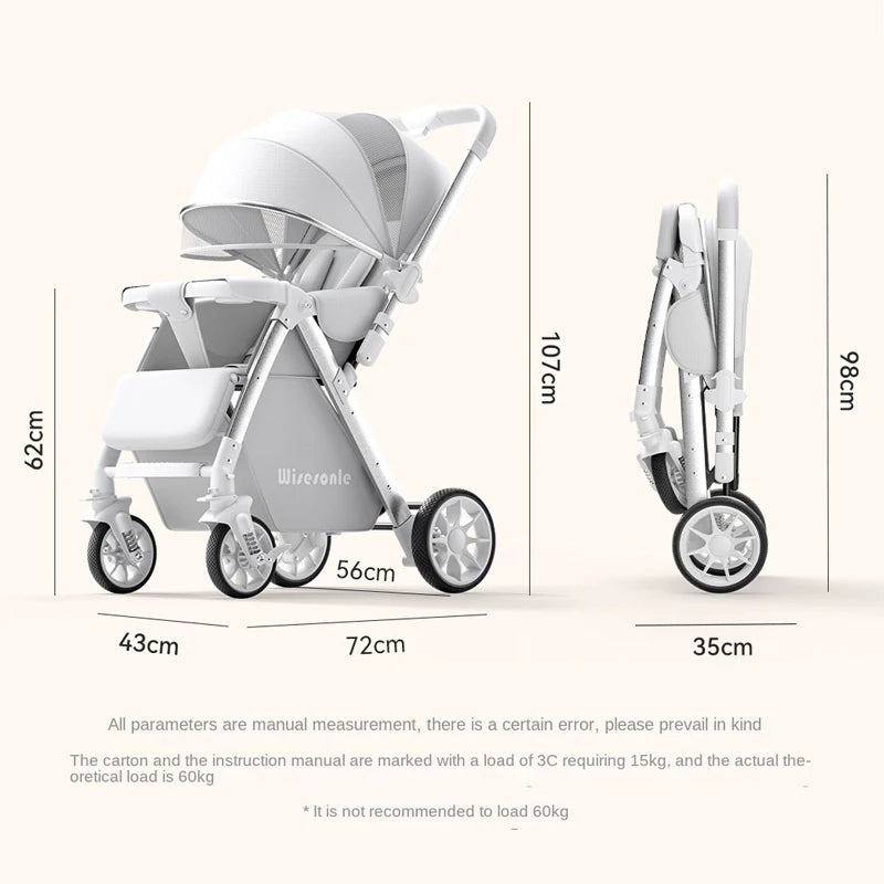 High-end folding 2-way baby stroller, sitting and lying