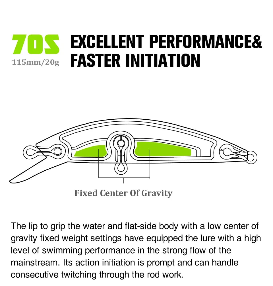 Mồi Câu TSURINOYA DW75 70mm 8.9g Cho Cá Chìm Nước Ngọt