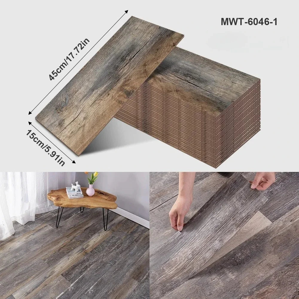 45x15cm Floor Sticker Wall Sticker Modern Self-adhesive Thick PVC Wood Grain Floor Sticker Living Room Bedroom Decoration