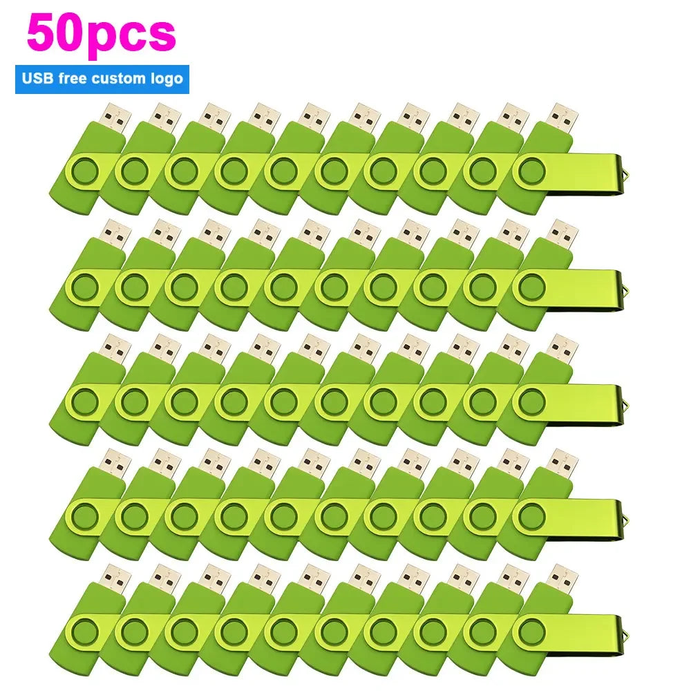 Set of 50 USB 2.0 Flash Drives with multiple capacities 1GB-64GB