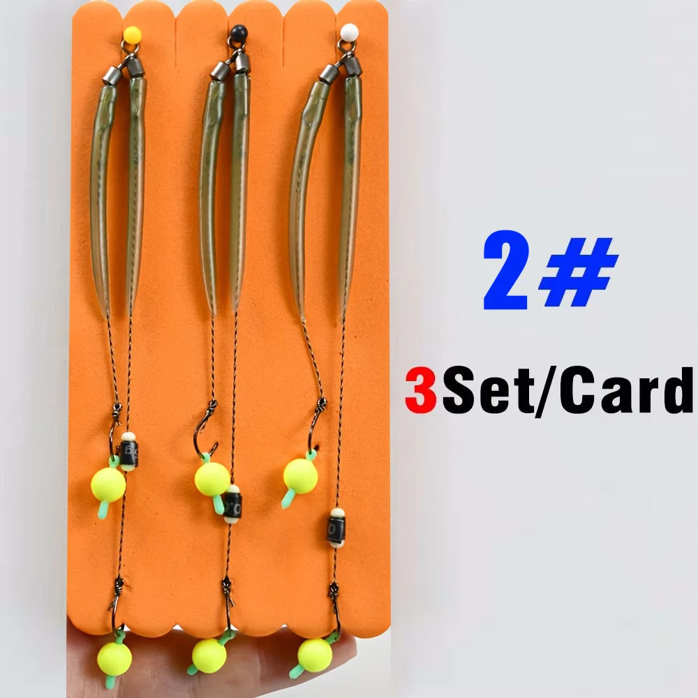 MNFT 3Sets Carp Fishing Rigs with Ready-Made Hair Hooks Size 3#-10# Pesca Hook Fishing Lure Tackle for Carp Fishing