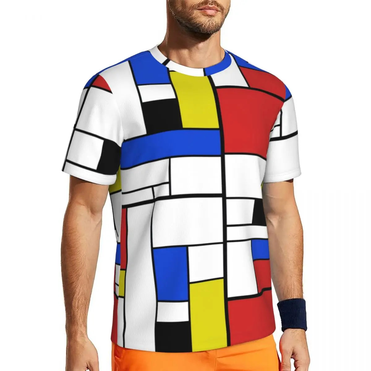 Stylish Mondrian Striped Men's Gym T-Shirt