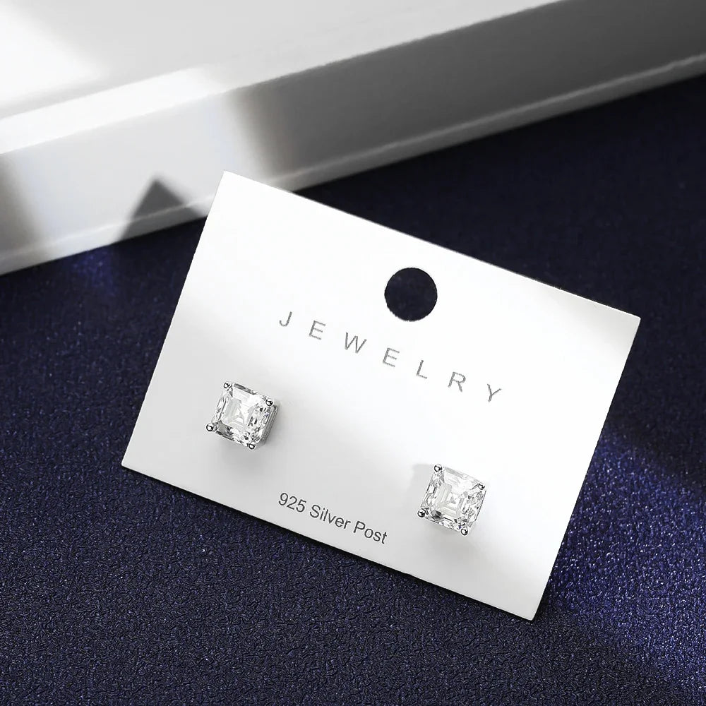 925 Silver Princess Moissanite Sparkling Earrings