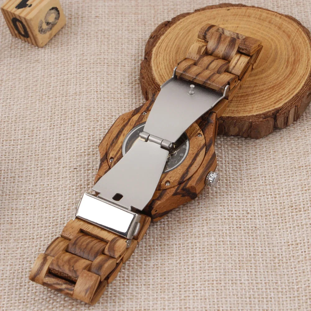 Đồng Hồ Cơ Học Gỗ Sang Trọng Thời Trang Nam Nữ