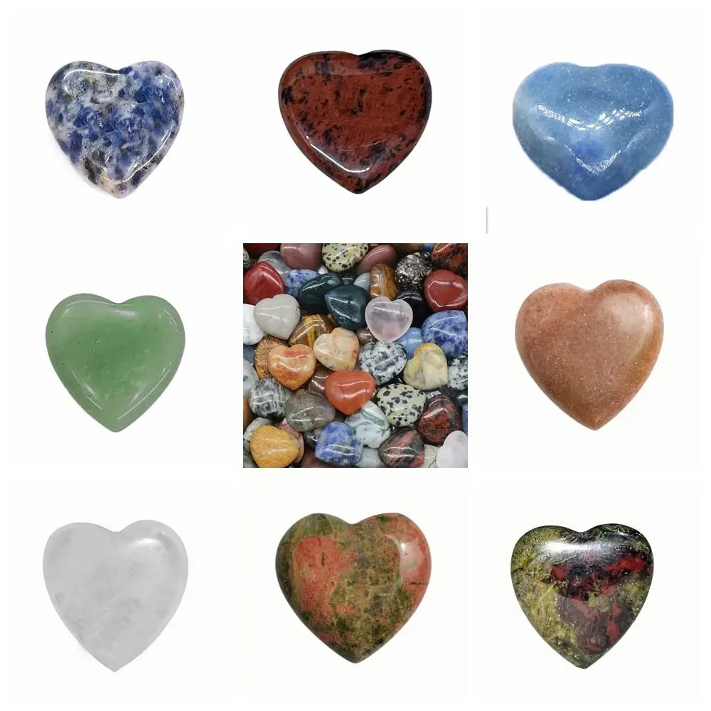 20mm Natural Heart Shaped Quartz Stone Decoration