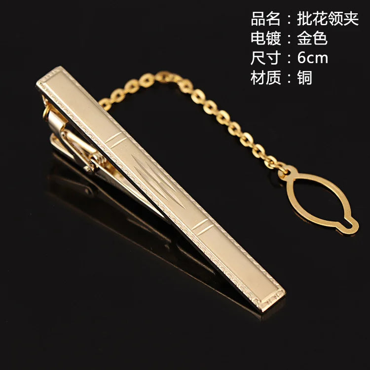 復古鍍金男士領帶夾，優雅派對之選