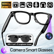 LIGE AI Smart Glasses 8MP HD Camera Video Bluetooth Call 270mAh Voice Control Identify Objects Translate Sunglasses Lenses Gifts