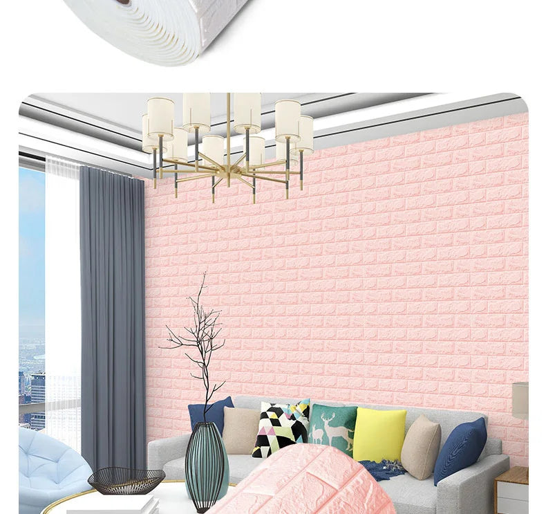 Giấy Dán Tường 3D Chống Thấm Hoa Văn Gạch 70cm*10m