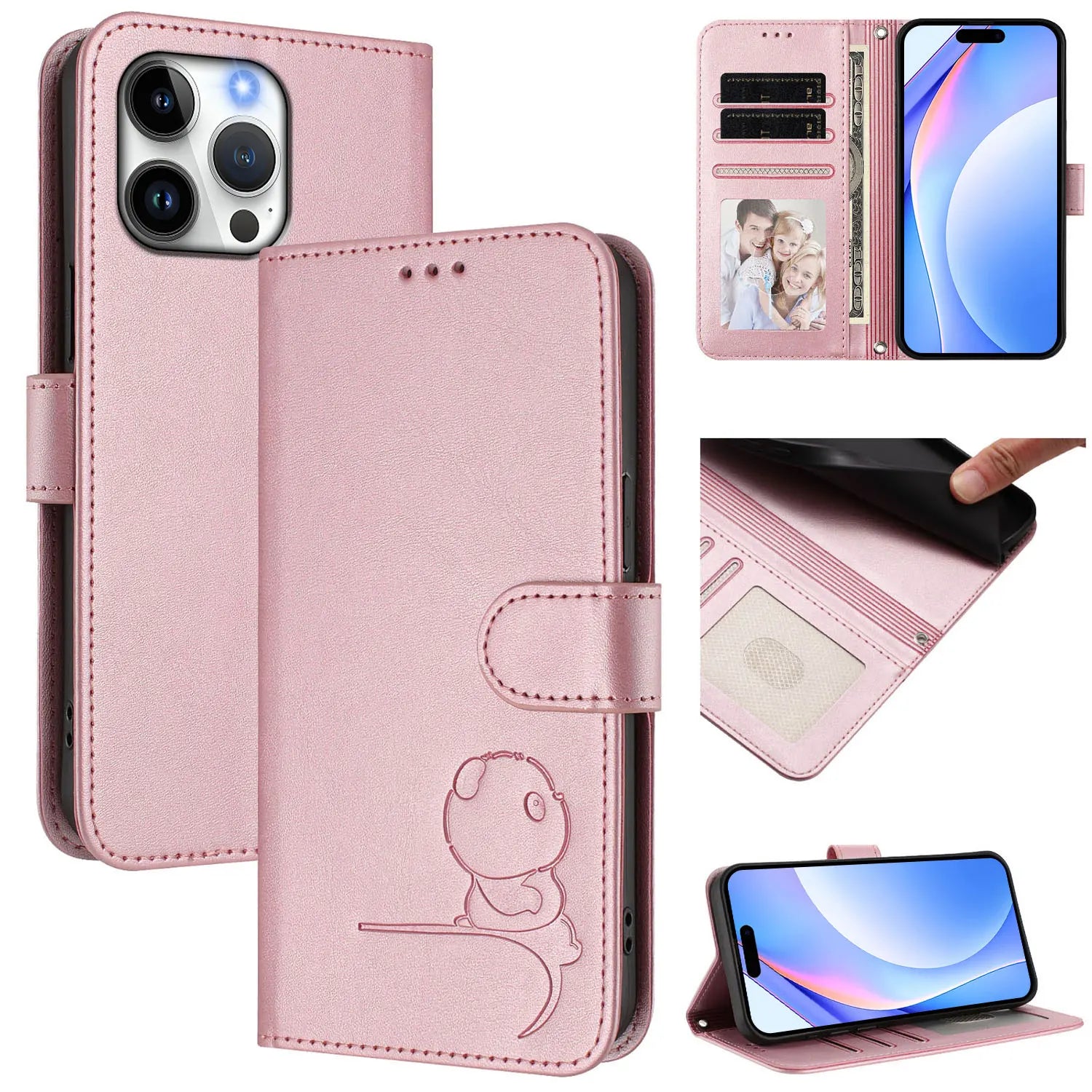 3D Bear Leather Wallet For iPhone - Multi-Functional Case