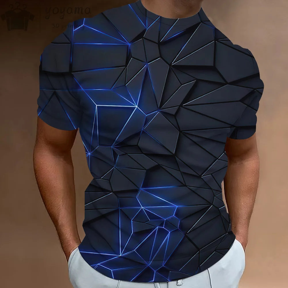 Men's Gym T-shirt with Dynamic Abstract Pattern Summer