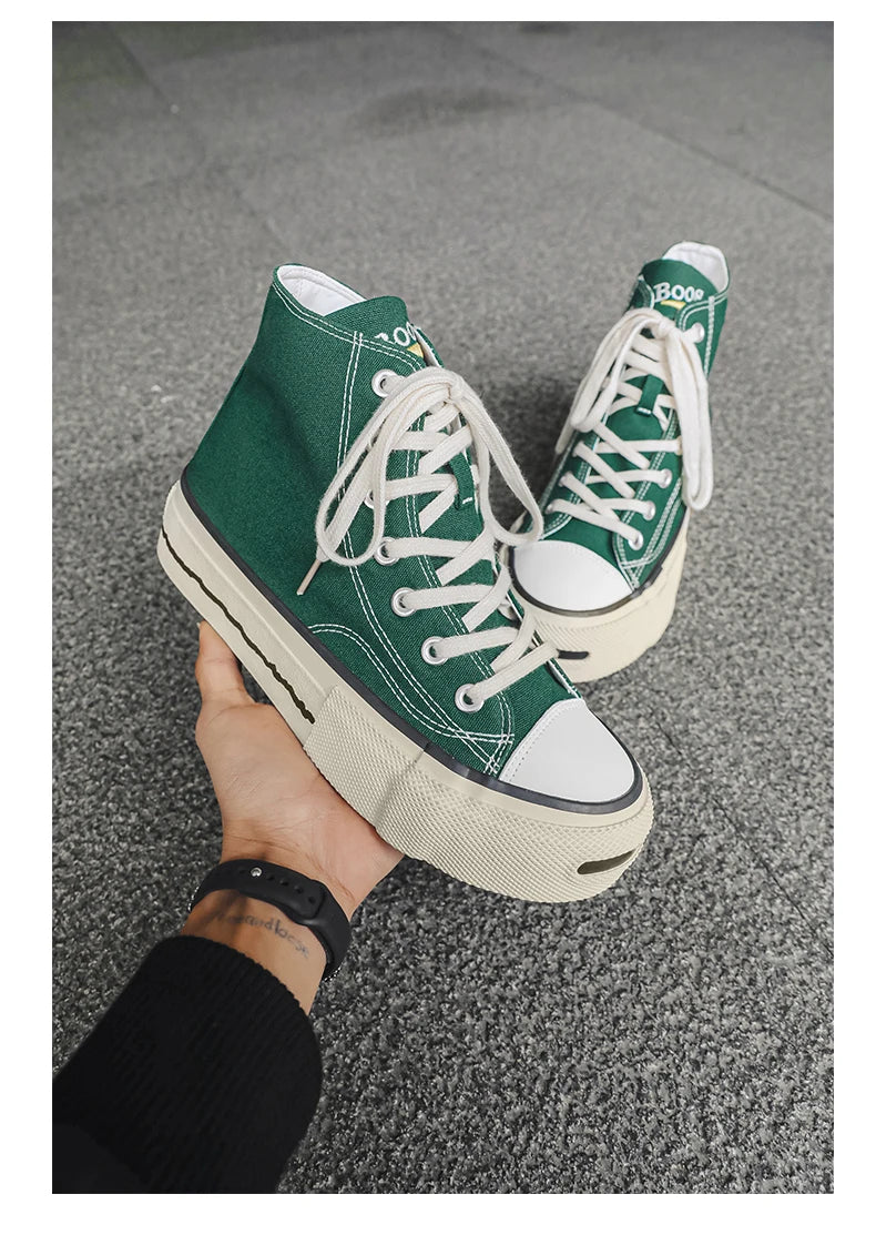 Giày Sneaker Nam Cổ Cao Phong Cách Đường Phố Xanh