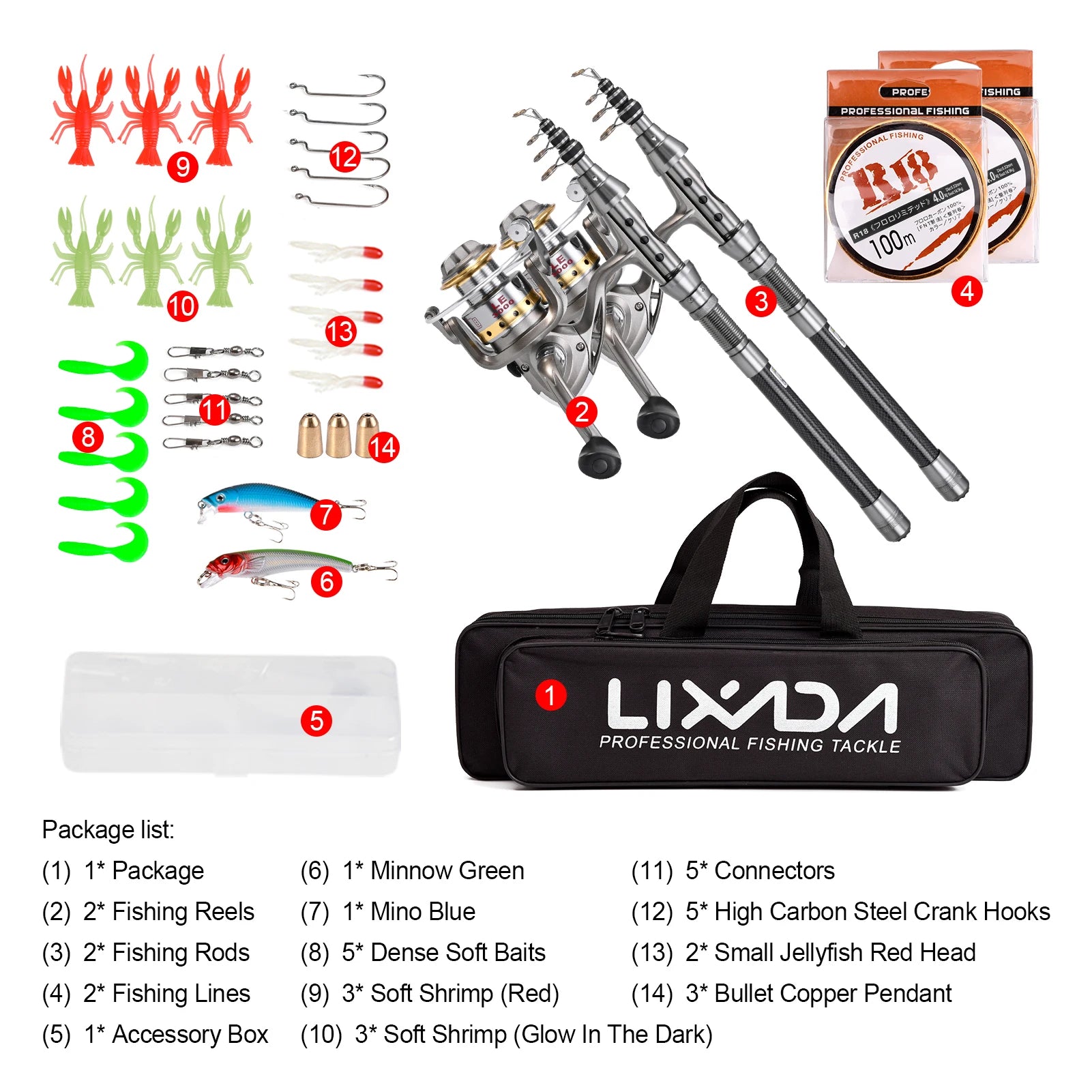 Bộ Cần Câu 2 Cây Carbon Gọn Nhẹ Kèm Máy Câu