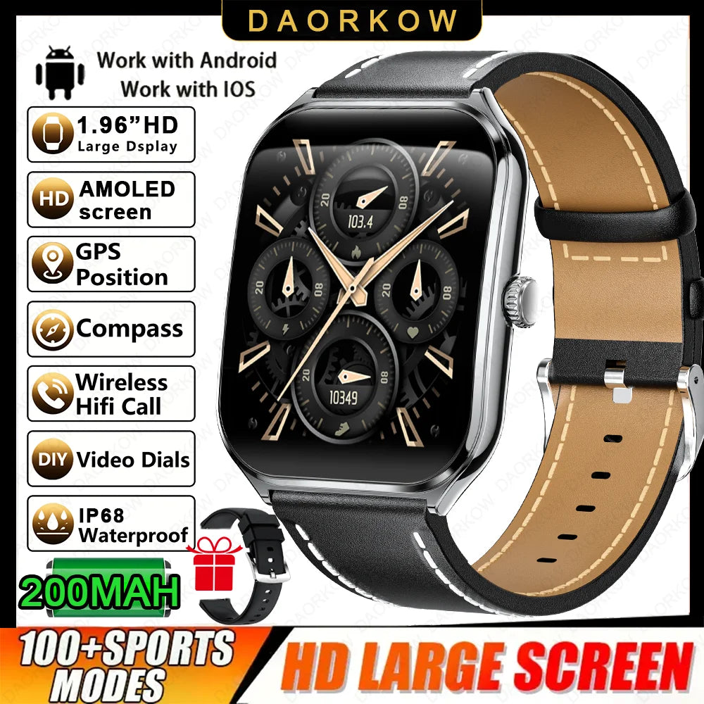 Đồng hồ thông minh mỏng nhẹ 1.96'' hỗ trợ 100+ môn thể thao