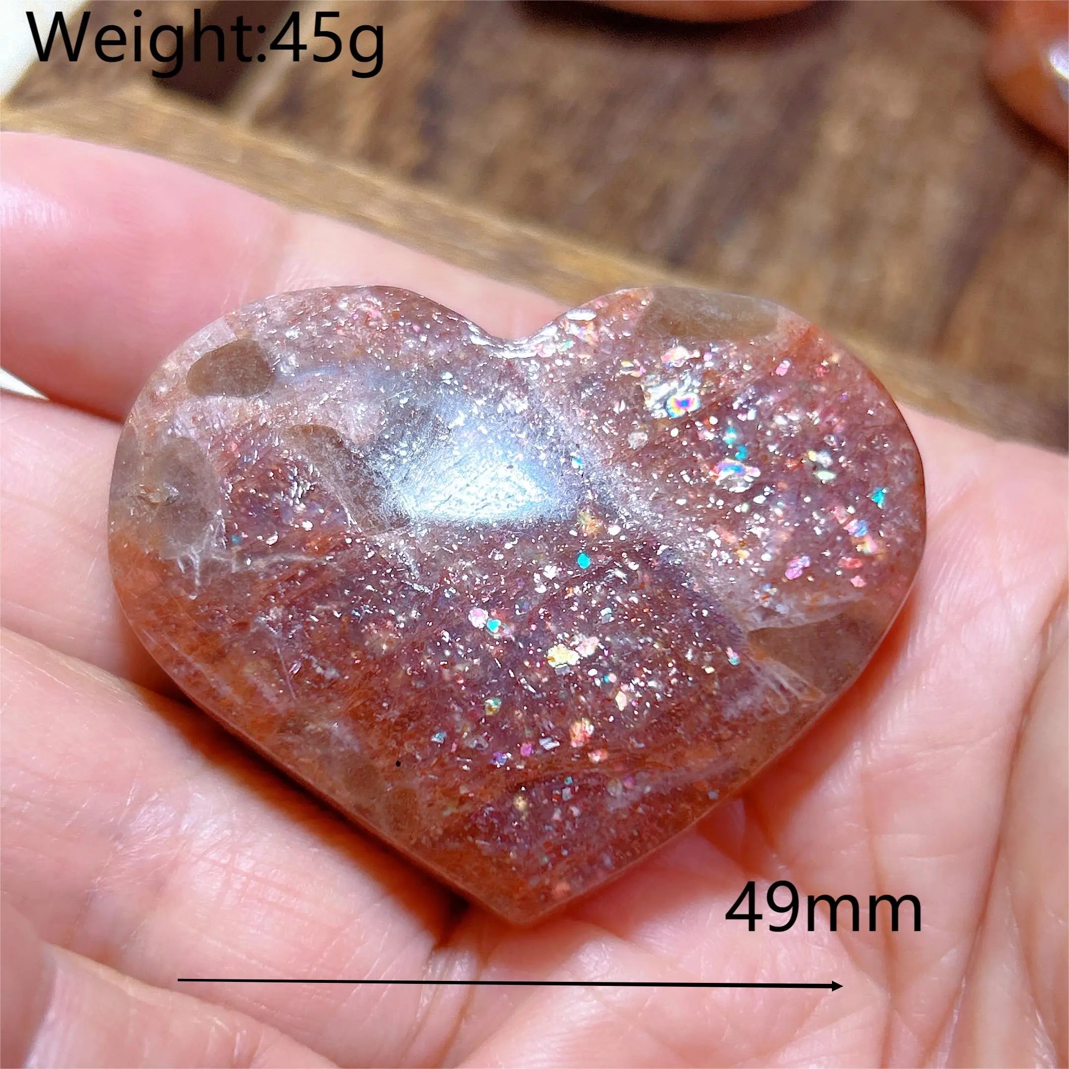 Natural Sunstone Heart Shaped Healing Decoration