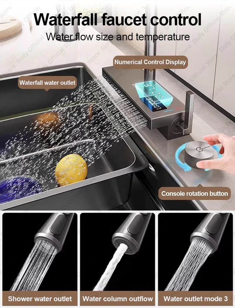 304 Stainless Steel Kitchen Sink Black Single Bowl Thickened Material Wear-Resistant Vegetable Workstation Drainage Accessories - Daisan Mart