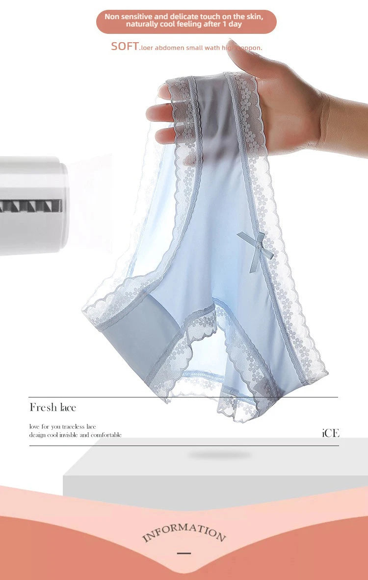 3 Pieces Women's Underwear, Thin, Cool, Sexy, Summer, Cold Silk