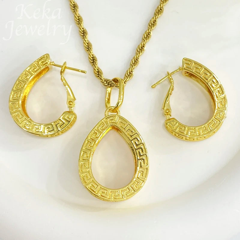 High-end Dubai Gold Jewelry Set for Women's Wedding Party
