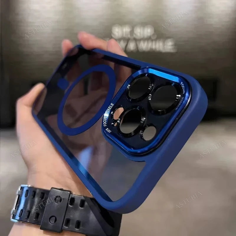 Luxury Magnetic Metal Lens Bumper Protection Case For iPhone 17 Air 16 15 14 13 12 11 Pro Max Plus Wireless Charge Hard Cover - Daisan Mart