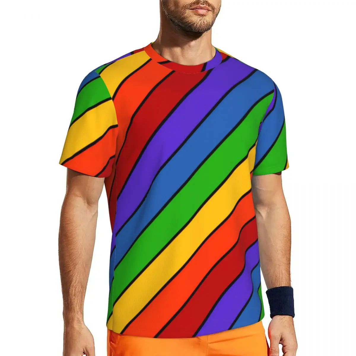 Stylish Mondrian Striped Men's Gym T-Shirt