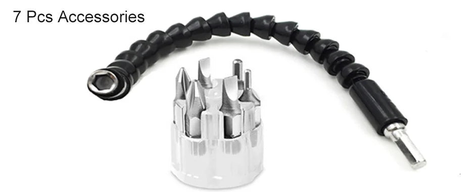 Mini Cordless Electric Screwdriver Pistol Rechargeable LED DIY 7-Piece