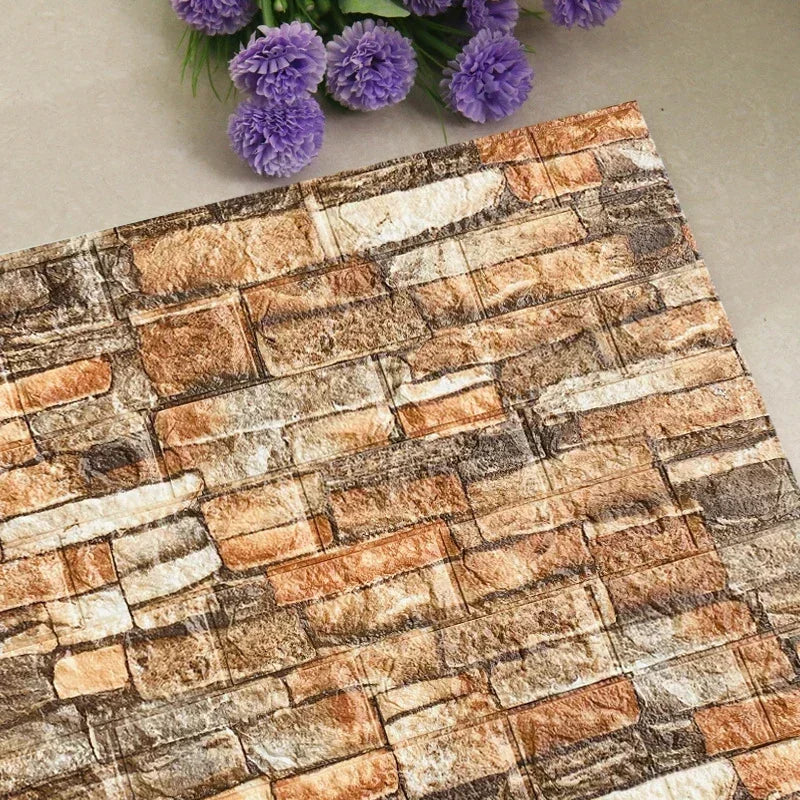 Self-Adhesive Foam Wallpaper Sticker 3D Imitation Brick Wall Sticker for Living Room Bedroom Home Kitchen Bathroom Decoration