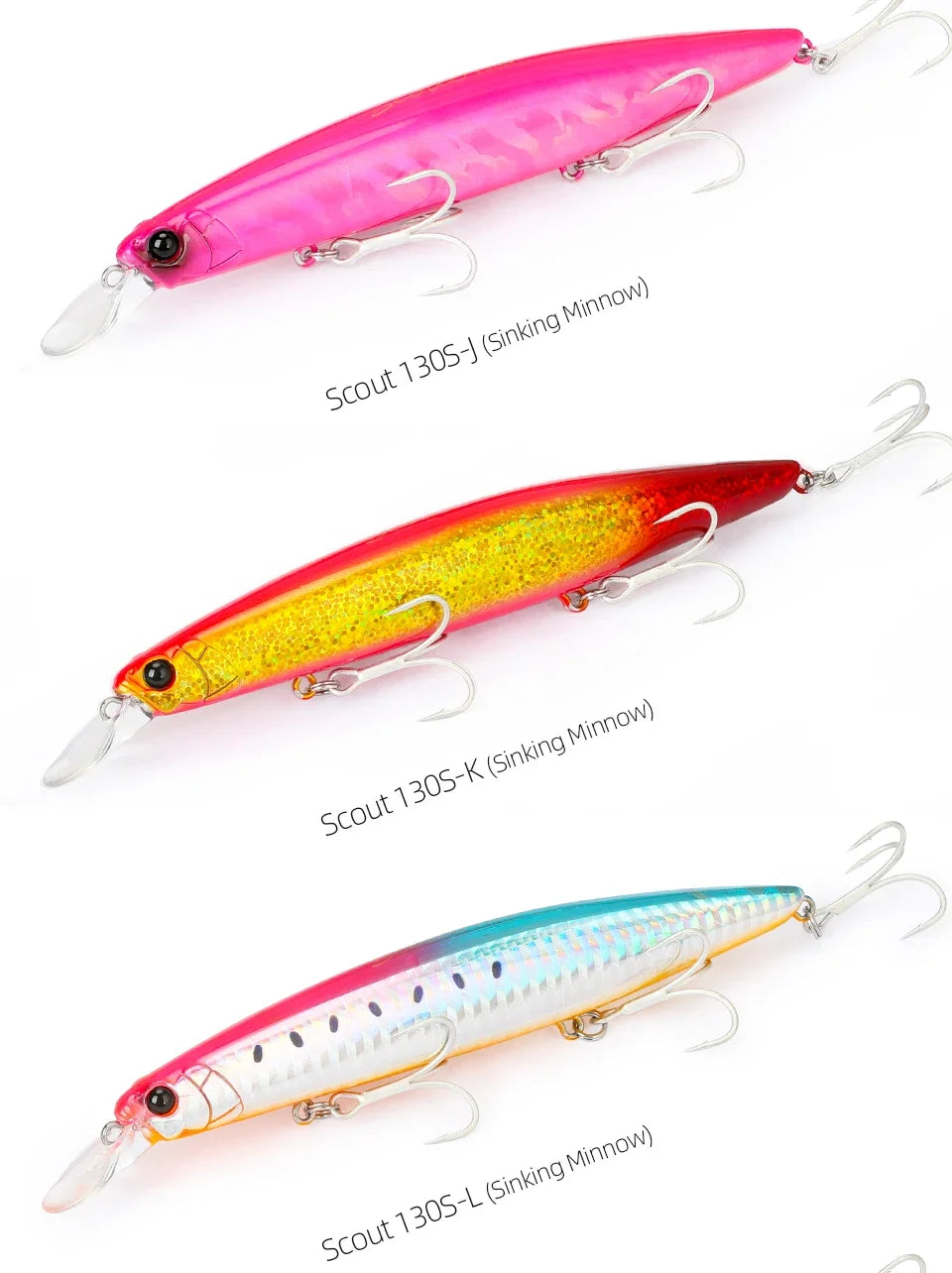 TSURINOYA 130S Sinking Minnow Fishing Lure SCOUT 130mm 24g Long Casting Seabass Flounder Artificial Large Sea Fishing Hard Baits