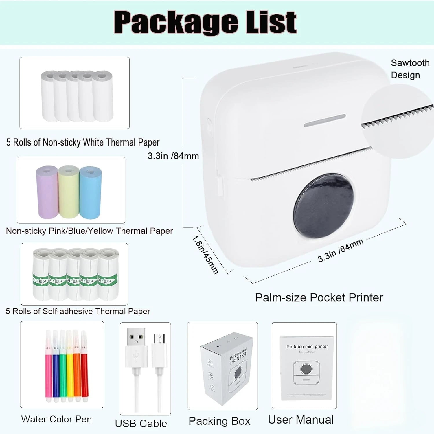 Mini Inkless Sticker Printer HD Thermal Sticky Note Print Pod Sticker Maker Portable Bluetooth Pocket Printer for Notes DIY - Daisan Mart