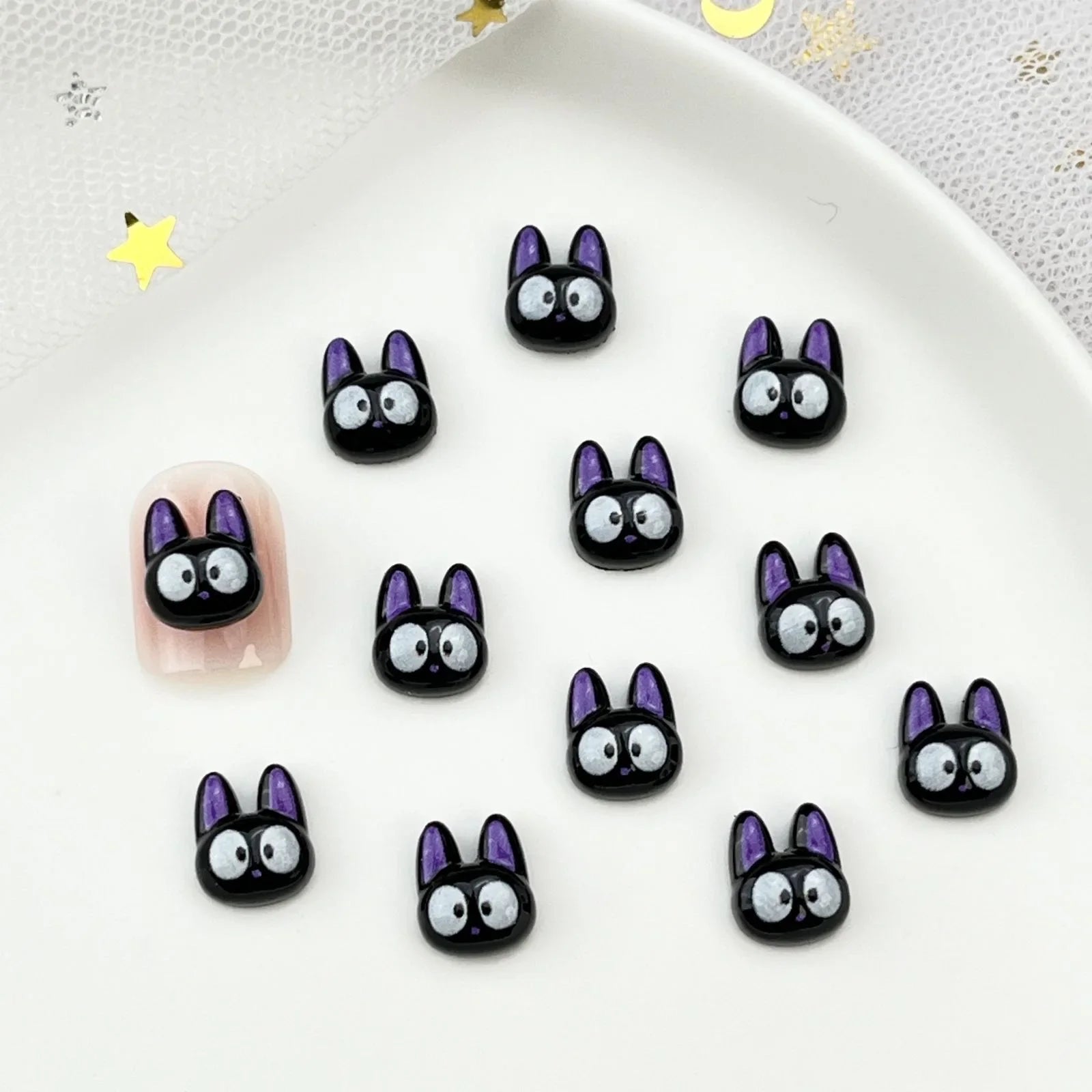 50pcs Resin Mini Colorful Cartoon Halloween Black Cat Flat back Figurines Nail Art DIY Scrapbooks Accessories Crafts