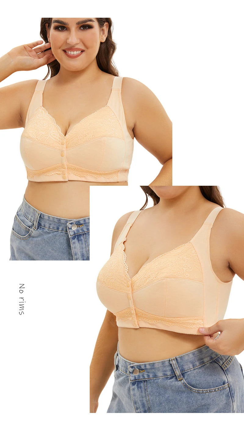 Large size AG lace bra, push-up bra, no underwire, front closure