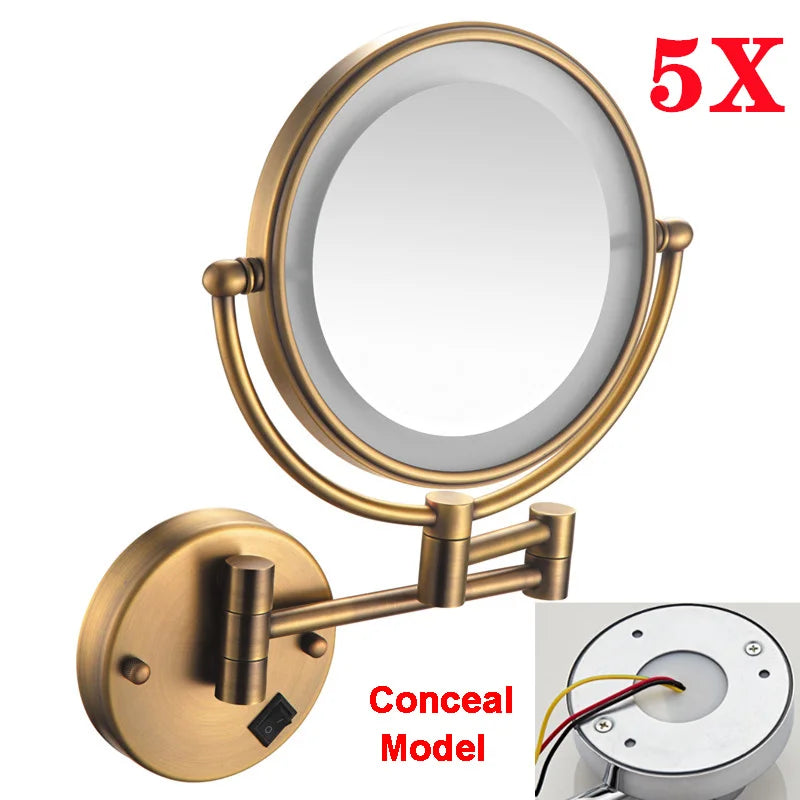 High-end Gold-Plated LED Folding Makeup Mirror